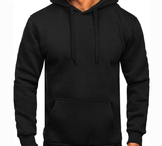 Men's Stitched Fleece plain Hoodie Blue and Black